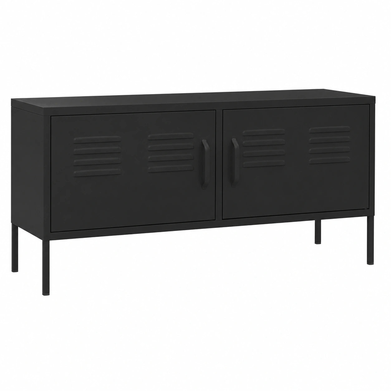 Schrank – 105 × 35 × 50 cm, mit mehreren Türen, aus Stahl, Schwarz