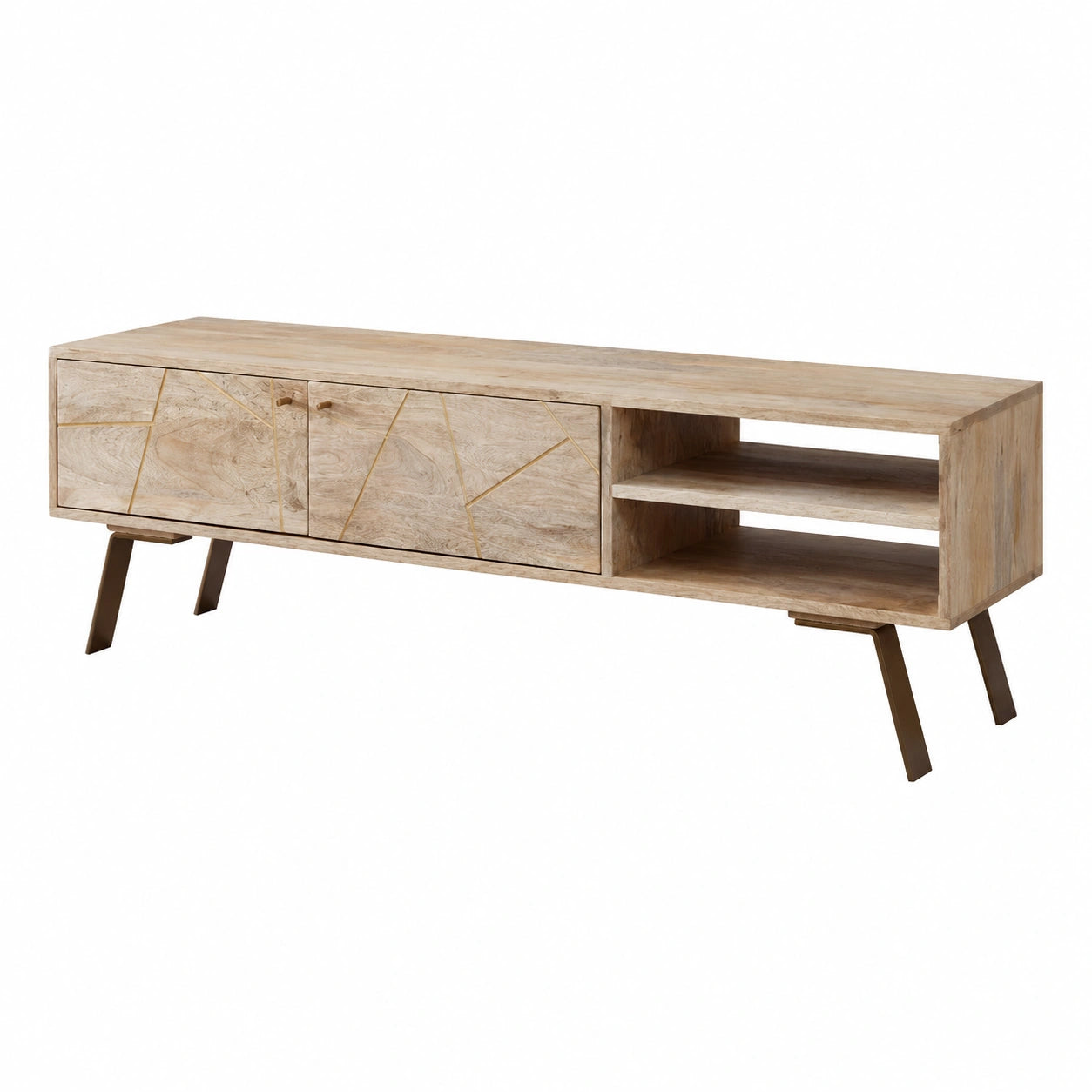 Lowboard – 145 × 35 × 47 cm, mit mehreren Türen, aus Massivholz