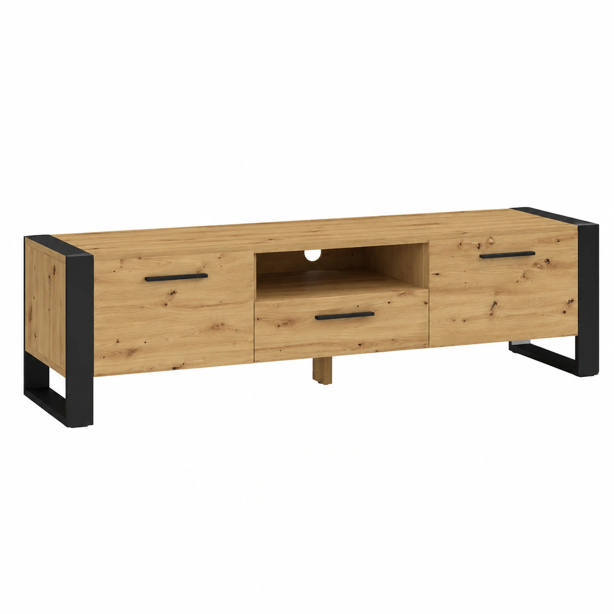 Lowboard – 200 × 43 × 48 cm, mit Stauraum, mit mehreren Türen, aus Eichenholz