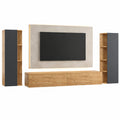 TV-Schrank – 40 × 130 × 17 cm, hängend, aus Eichenholz, Gold, für Wohnzimmer