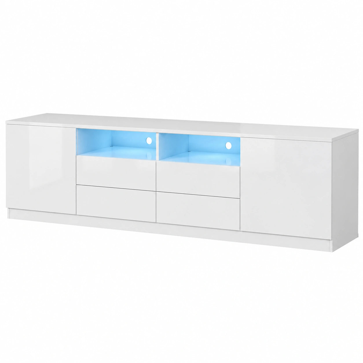 TV-Ständer – 180 cm, moderner Stil, mit LED-Beleuchtung, mit Schubladen, mit mehreren Türen, für Wohnzimmer und Schlafzimmer