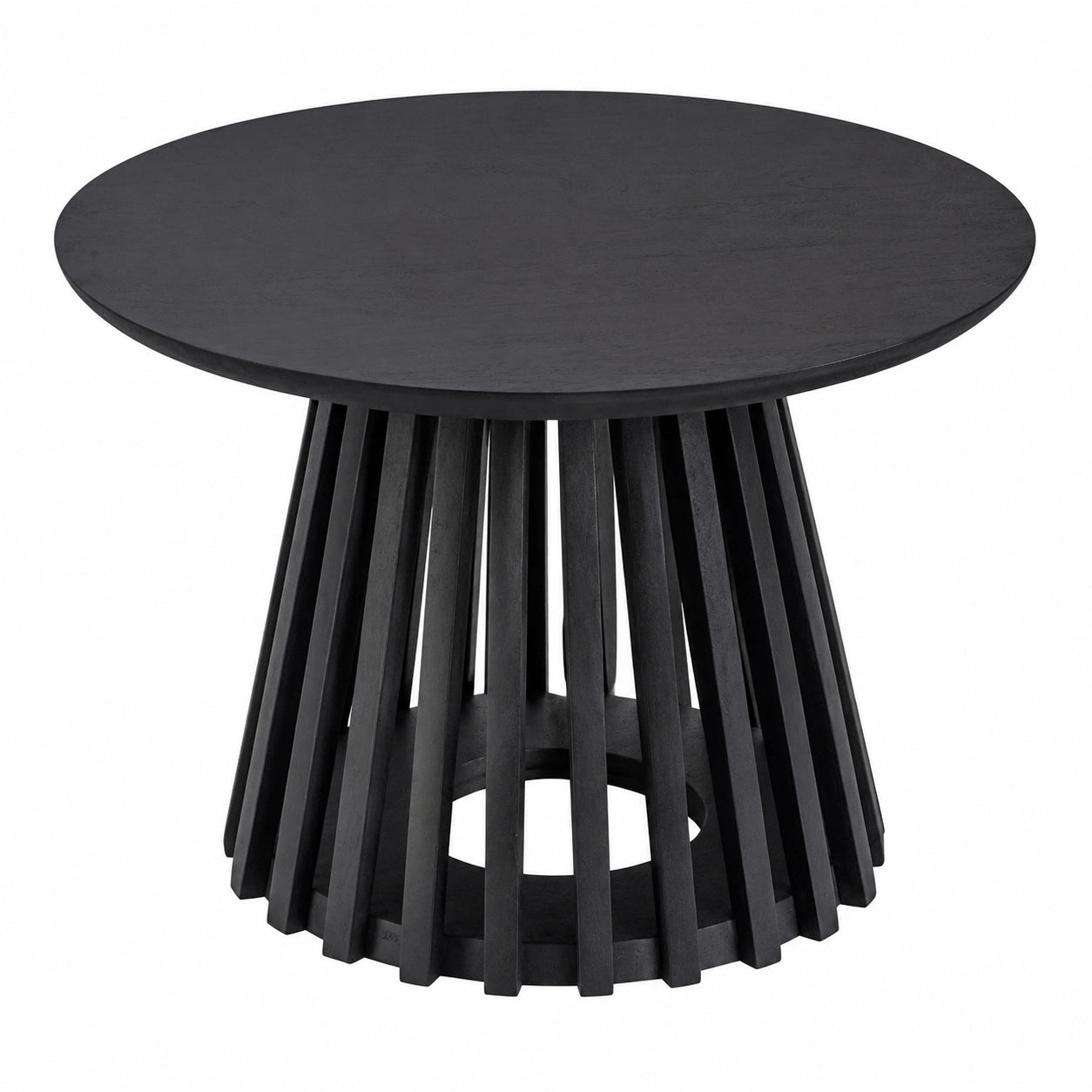 Couchtisch – 60 × 60 × 41 cm, runde Form, aus Massivholz, Schwarz