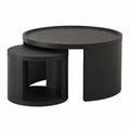 Couchtisch – 2er-Set, Ø 46 cm, runde Form, mit Stauraum, Schwarz, für Wohnzimmer