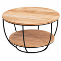 Couchtisch – 60 × 60 × 34,5 cm, runde Form, mit Ablagen, aus Massivholz