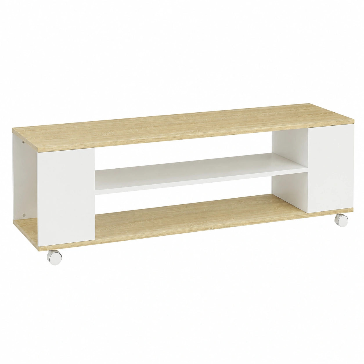 TV-Schrank – 120 × 40 × 38,5 cm, mit Rollen, Naturfarben, für Wohnzimmer