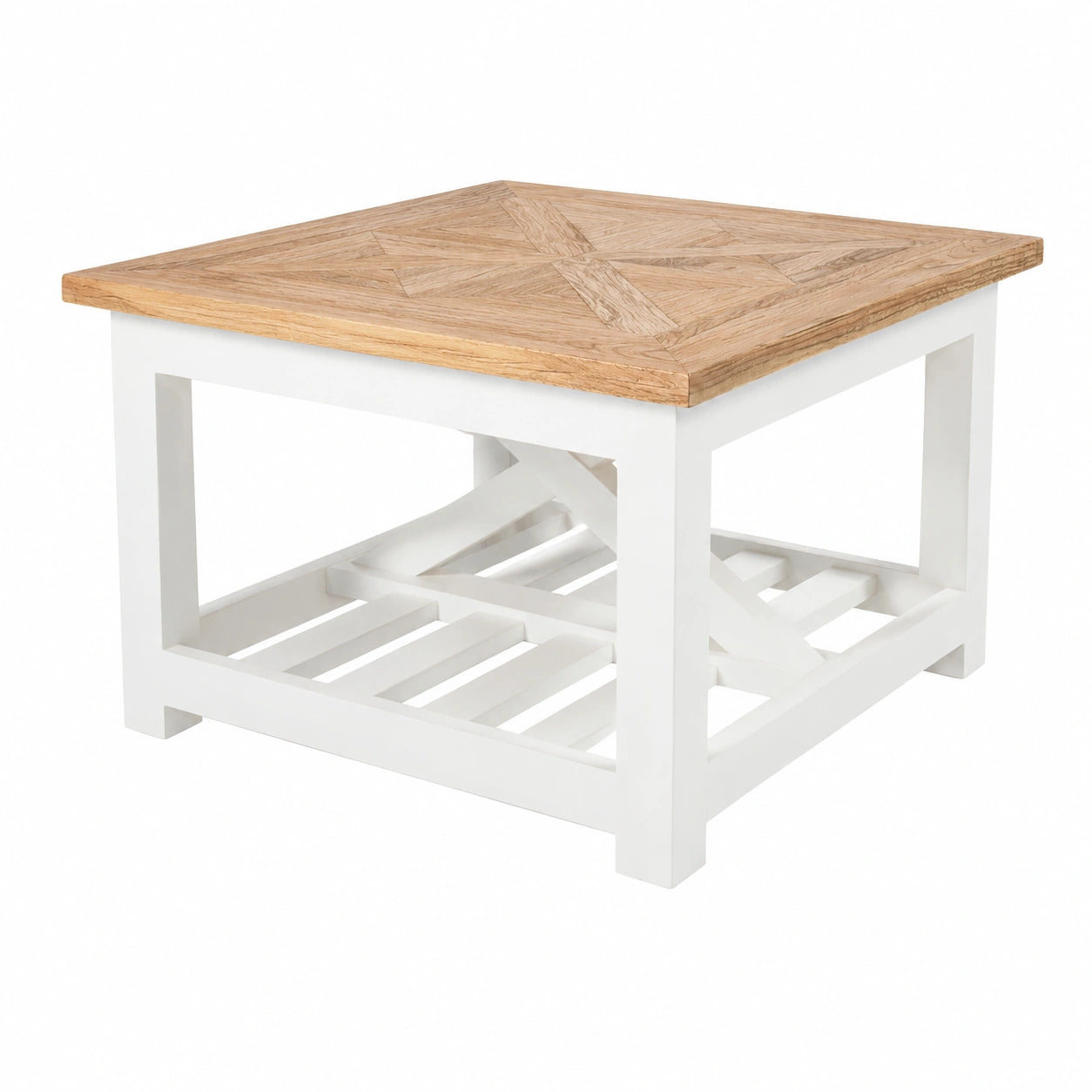 Couchtisch – 60 × 60 cm, Landhausstil, aus Holz, Naturfarben